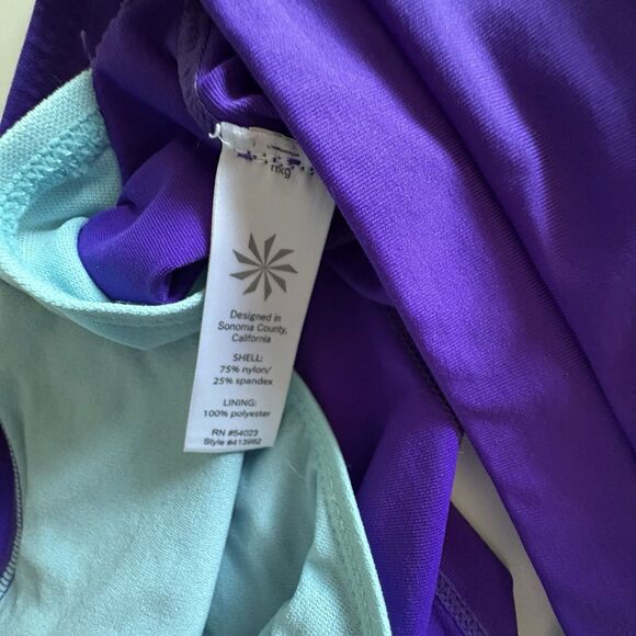 Athleta Kata Purple Swim Shorts Swimsuit Bottom Size Large Back Pockets - Picture 9 of 10